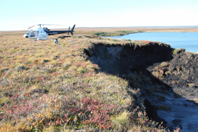 北極圏永久凍土地帯での凍土融解調査